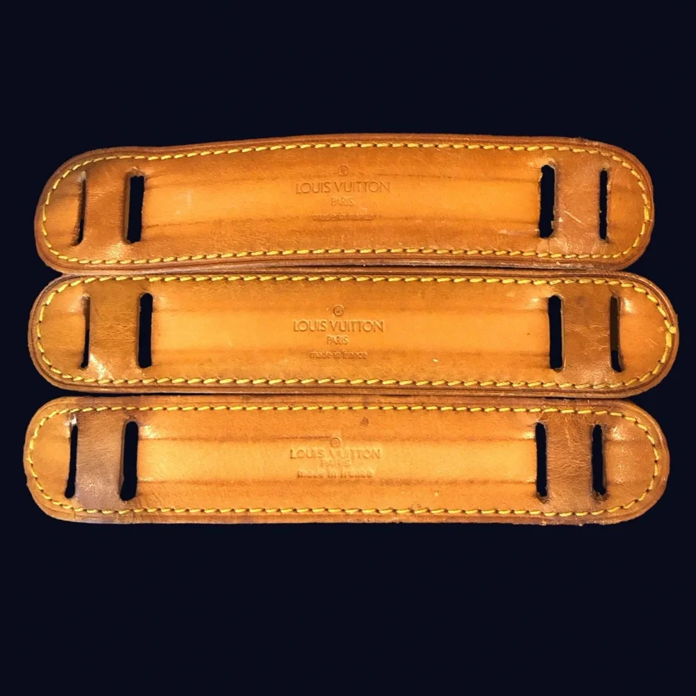 LOUIS VUITTON Tan Vachetta Leather Strap Pads with Yellow Stitching 1 per Order